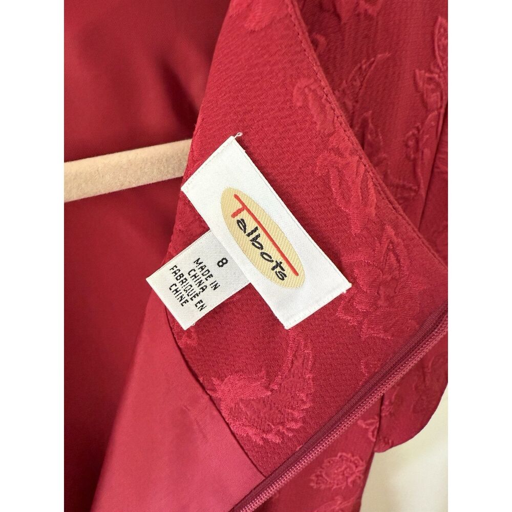 Talbots Red Silk Brocade Dress Size 8: Fully Lined With Zipper - Picture 5 of 7